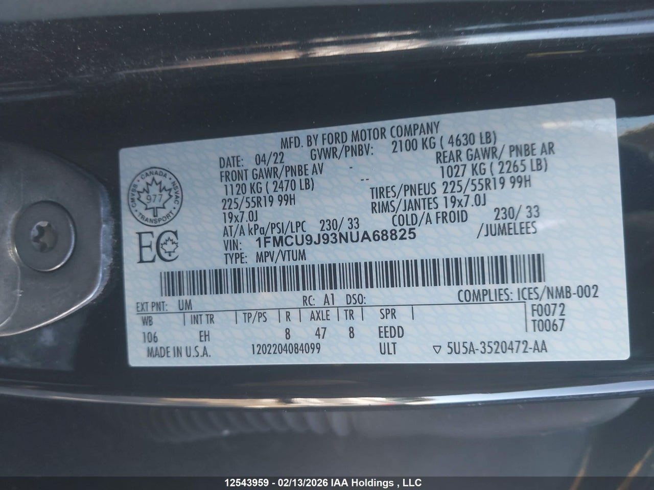 Image #/images/mount/1FMCU9J93NUA68825_09.jpg for vehicle