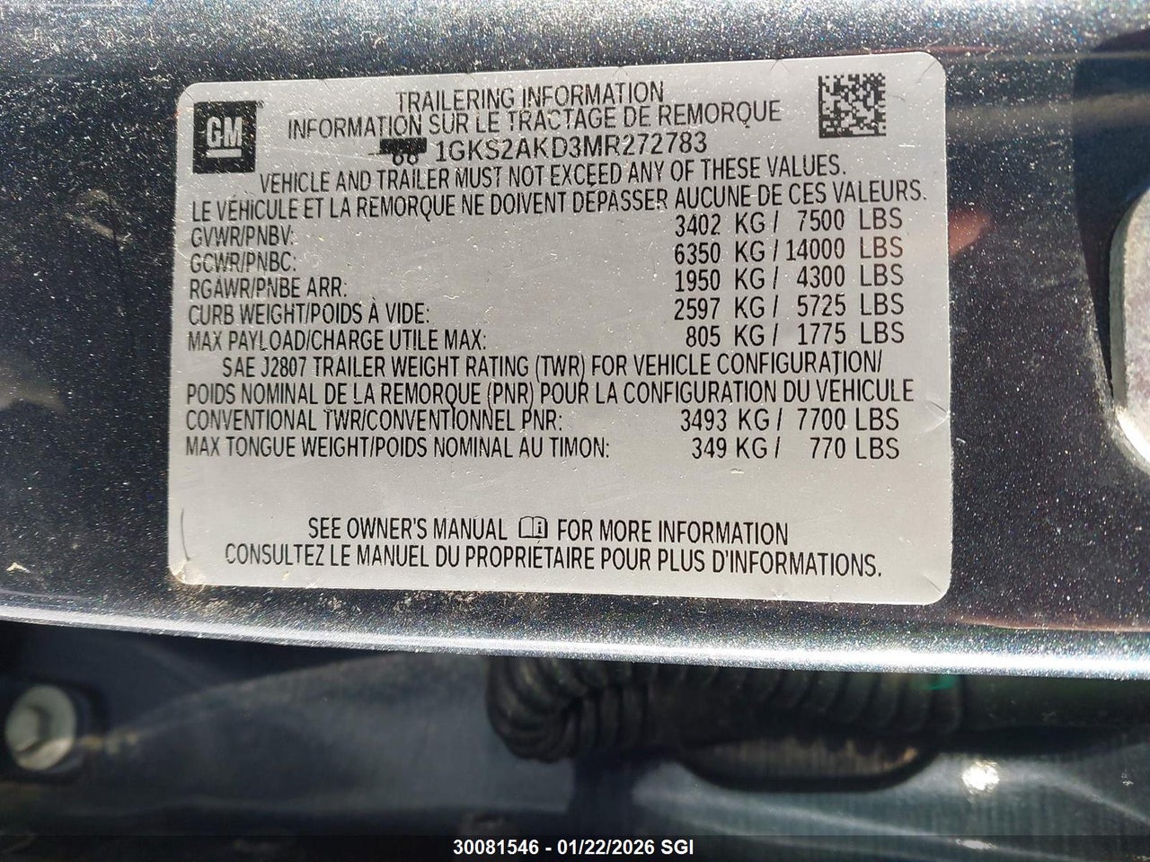 Image #/images/mount/1GKS2AKD3MR272783_09.jpg for vehicle