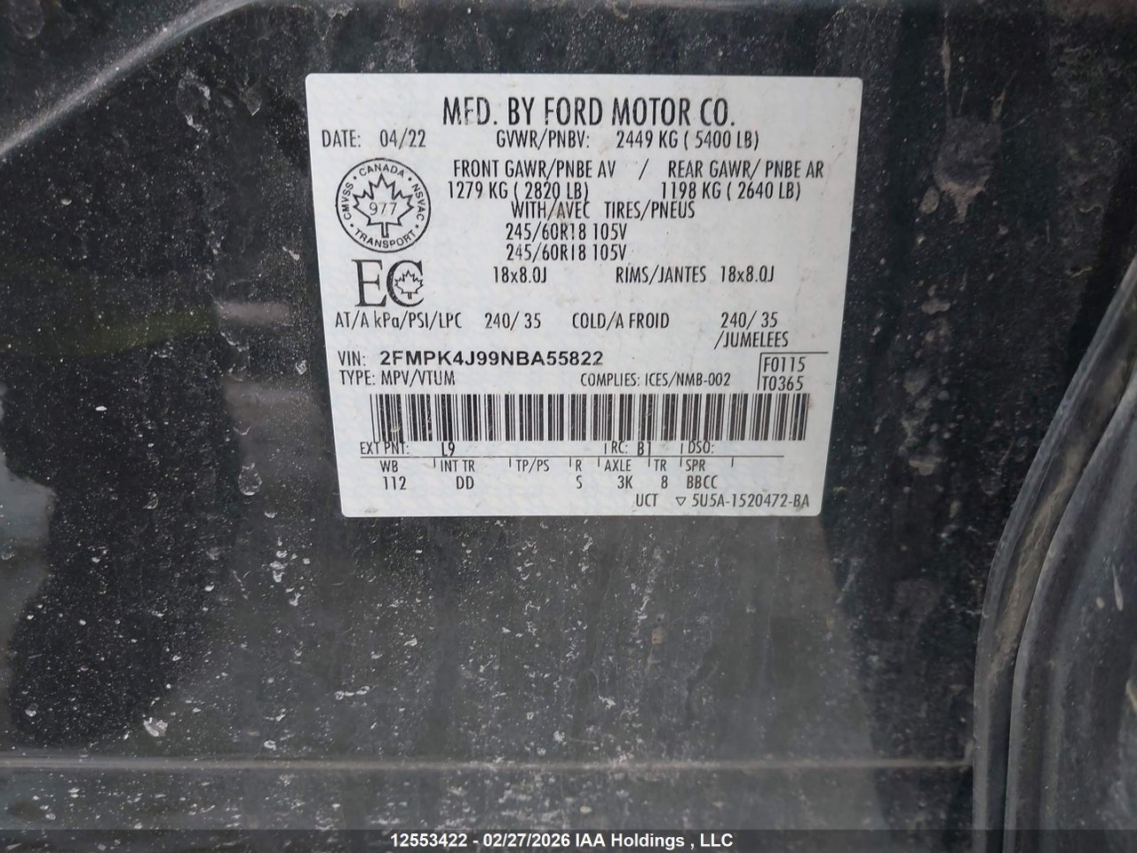 Image #/images/mount/2FMPK4J99NBA55822_09.jpg for vehicle