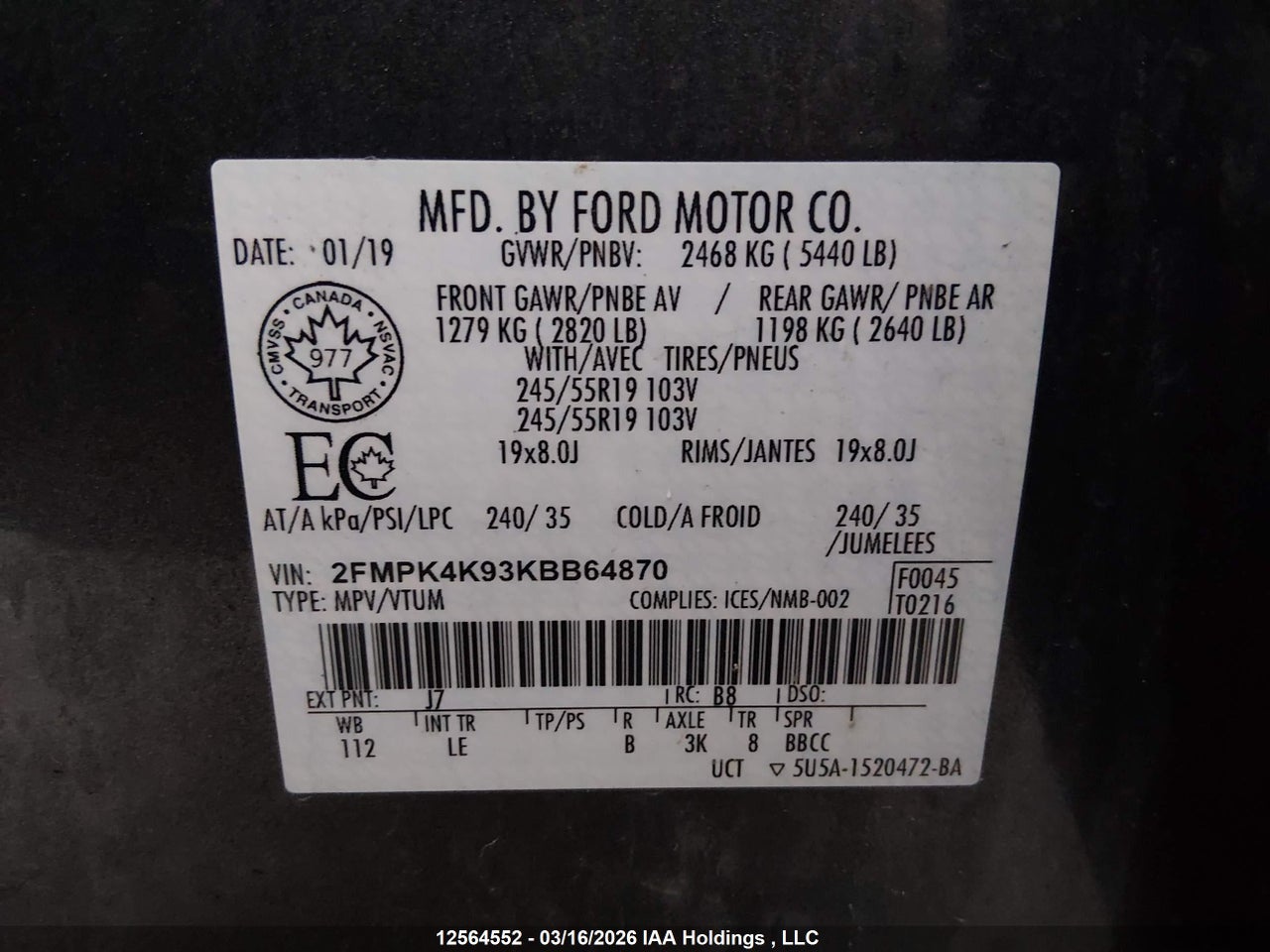 Image #/images/mount/2FMPK4K93KBB64870_09.jpg for vehicle