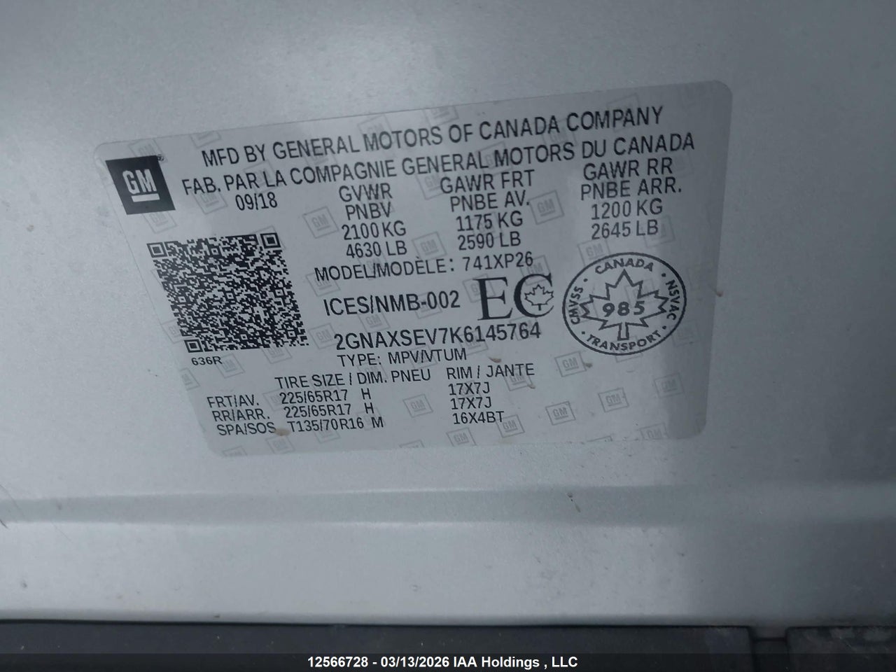 Image #/images/mount/2GNAXSEV7K6145764_09.jpg for vehicle