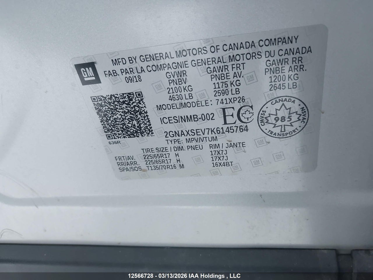 Image #/images/mount/2GNAXSEV7K6145764_18.jpg for vehicle