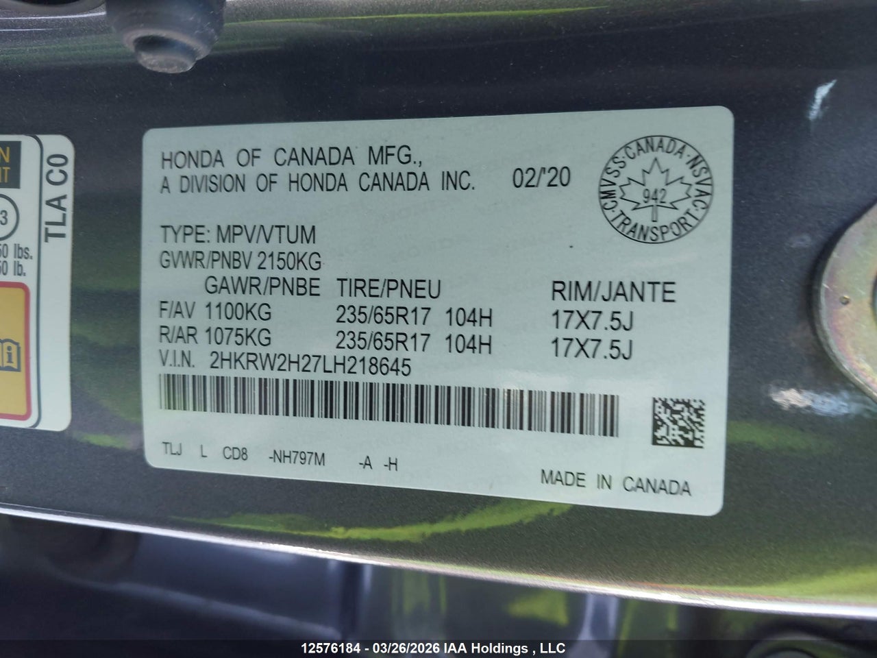 Image #/images/mount/2HKRW2H27LH218645_19.jpg for vehicle