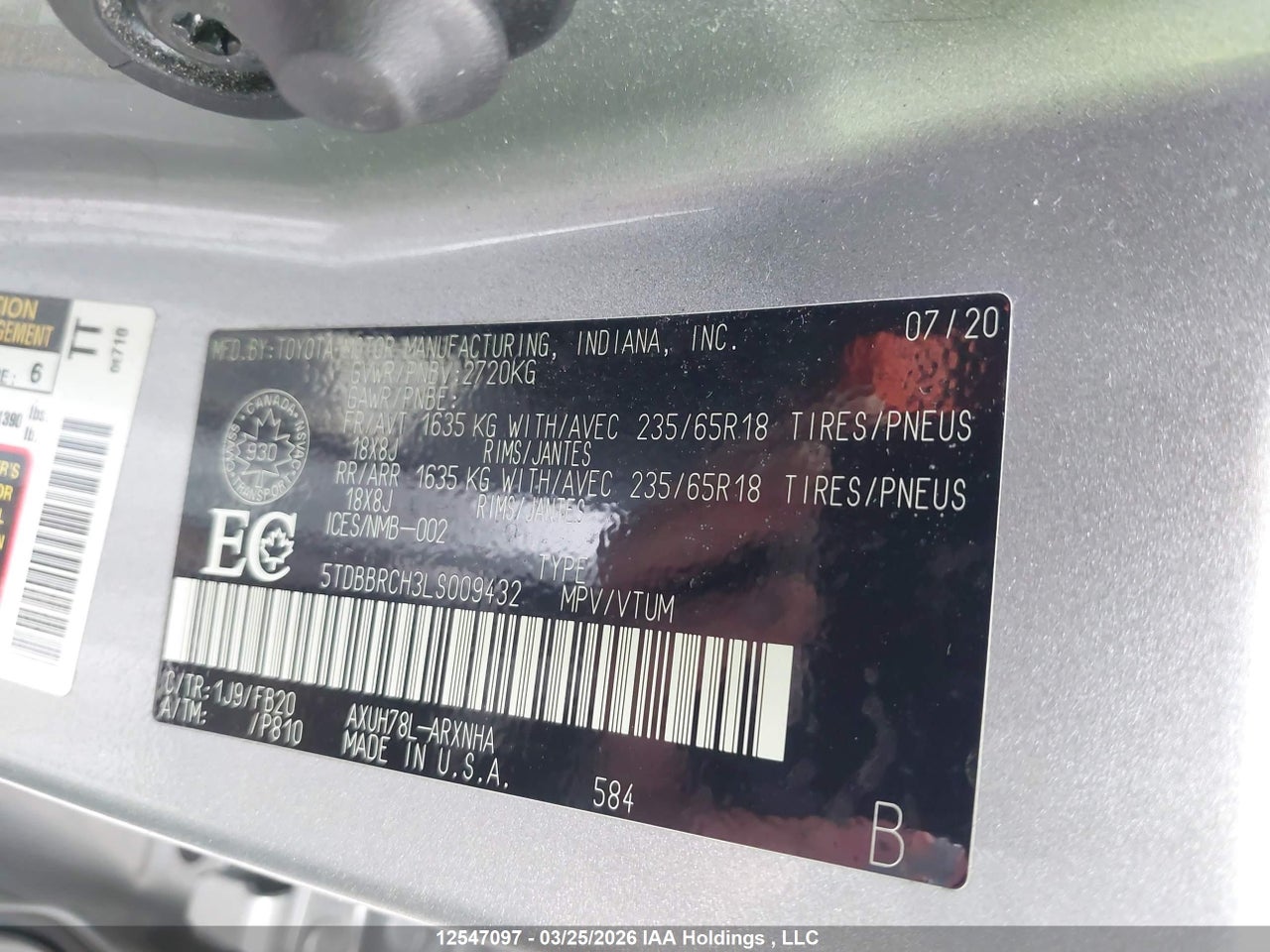 Image #/images/mount/5TDBBRCH3LS009432_09.jpg for vehicle