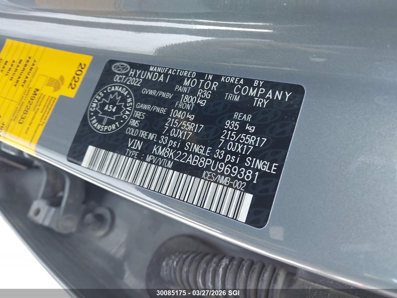 Image #/images/mount/KM8K22AB8PU969381_09.jpg for vehicle